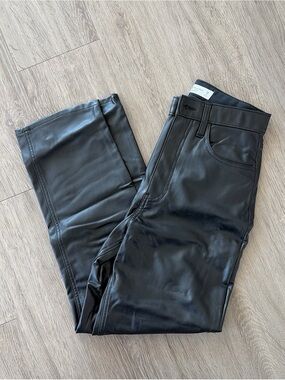 Abercrombie & Fitch Black Faux Leather Ankle Straight Pants